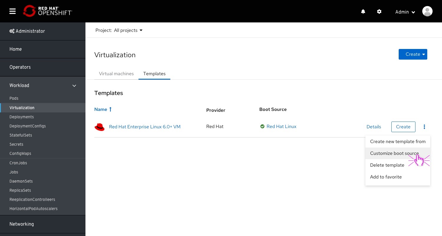 Customizing Boot Source Images for Virtual Machine Templates in